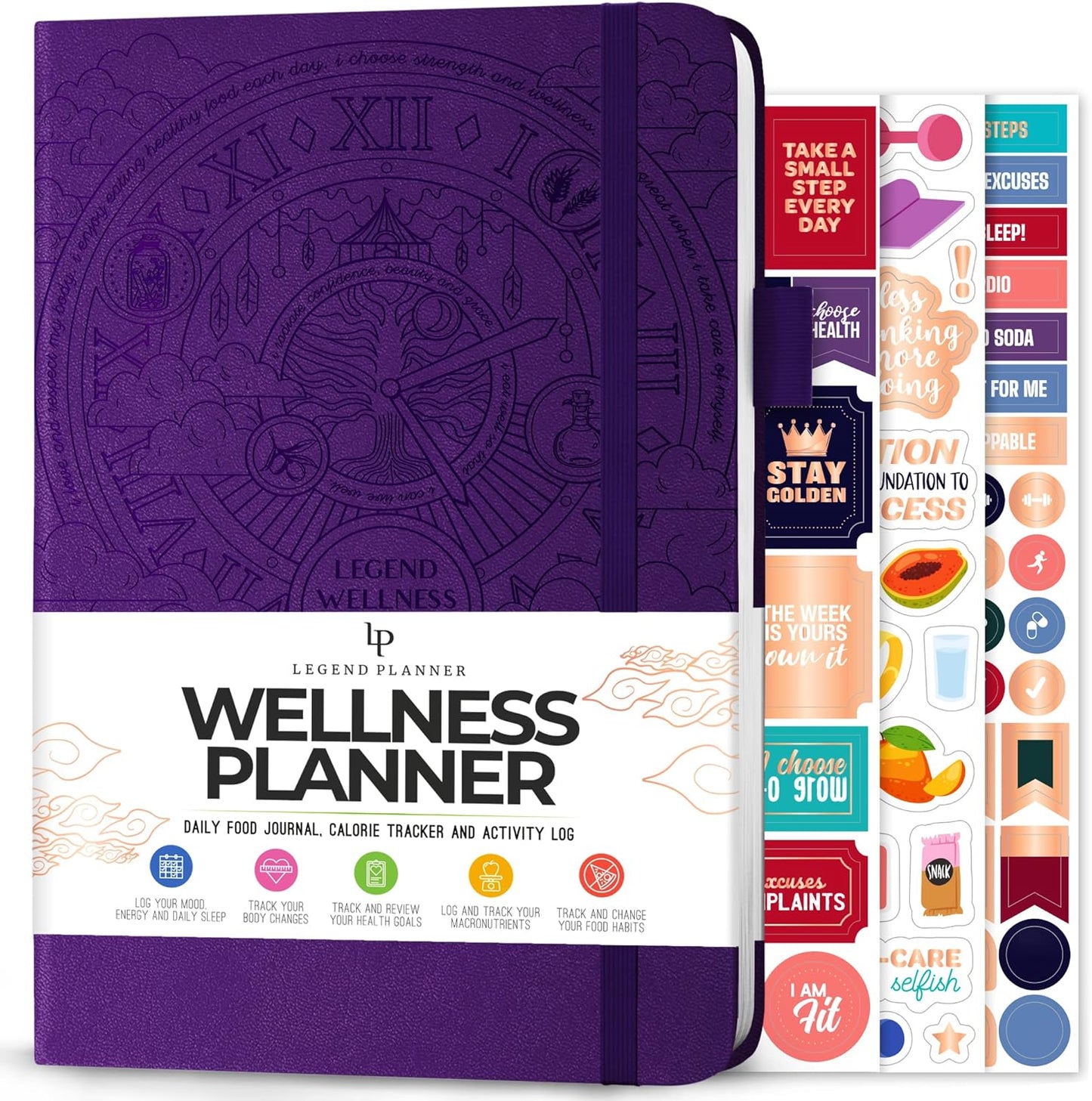 Wellness Planner & Food Journal - Daily Diet & Health Tracker with Weight Loss & Exercise Logs | A5 Size, Purple