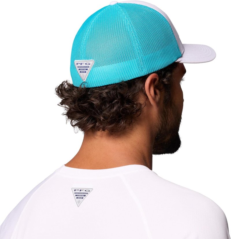 Columbia PFG Fish Flag Mesh Ball Cap - Unisex White/Guava Pink | Size L/XL