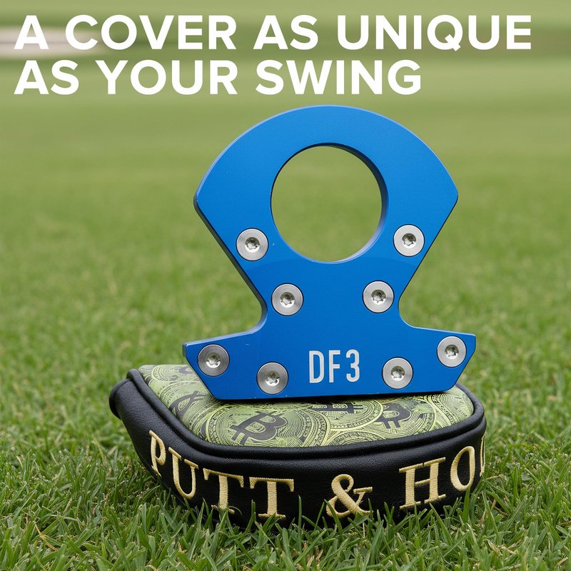 Golf Mallet Putter Cover Headcover, Magnetic Closure Premium Leather Birdie Golf Head Covers Fits Golf DF3 Putter - USA Mallet Putter Headcover (Bitcoin)