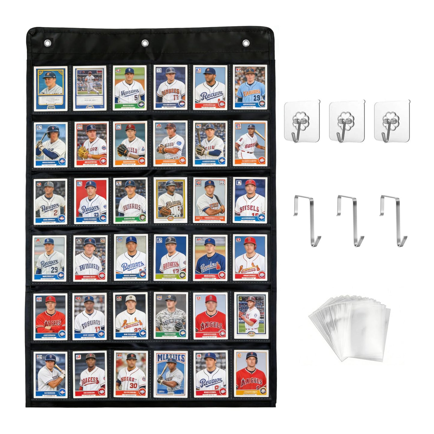 36 Trading Cards Display Case,PSA/BGS/CGC Grading Cards Storage Bag for Baseball Card with PVC Protection & Clear View,Sports Card, Football & Basketball Card Wall Mount case Over The Door