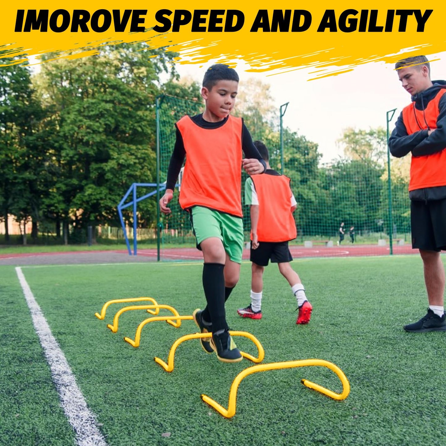 WOPPLXY 6 Pcs Speed Agility Training Hurdles, 6'' Detachable Agility Training Hurdles, Speed Training Agility Hurdles, Speed and Agility Training Equipment for Athletes, Soccer Training(Yellow)