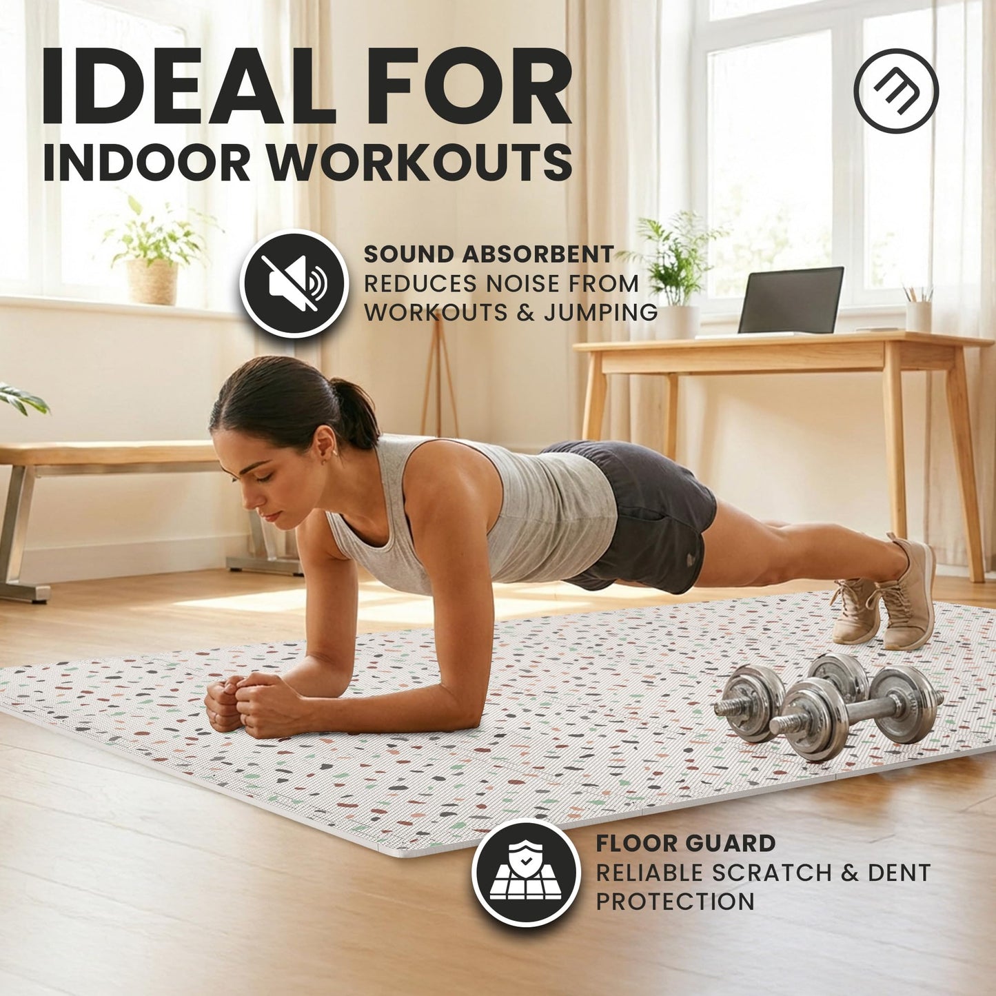 bemaxx Gym Mats Set - 18 pcs EVA Interlocking Foam Floor Tiles (12.6"x12.6"x0.4") 18sqft Protective Gym Flooring Sports Home Workout Exercise Mats Puzzle Garage Fitness Play-Room Pool Treadmill Bike