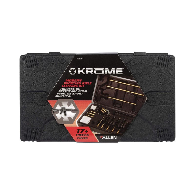 Allen Company Krome Modern Sporting Rifle Cleaning Kit, .22, .223, .30, & .308 Cal., 17-Pieces, Black