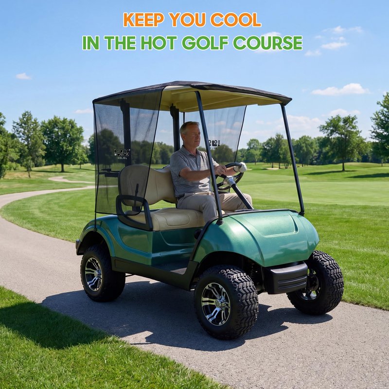 10L0L 2 Passenger Golf Cart Sun Shade Cover for Yamaha G29 Drive2 - Foldable UV-Resistant Cover with Heat Reflective Layer - Black