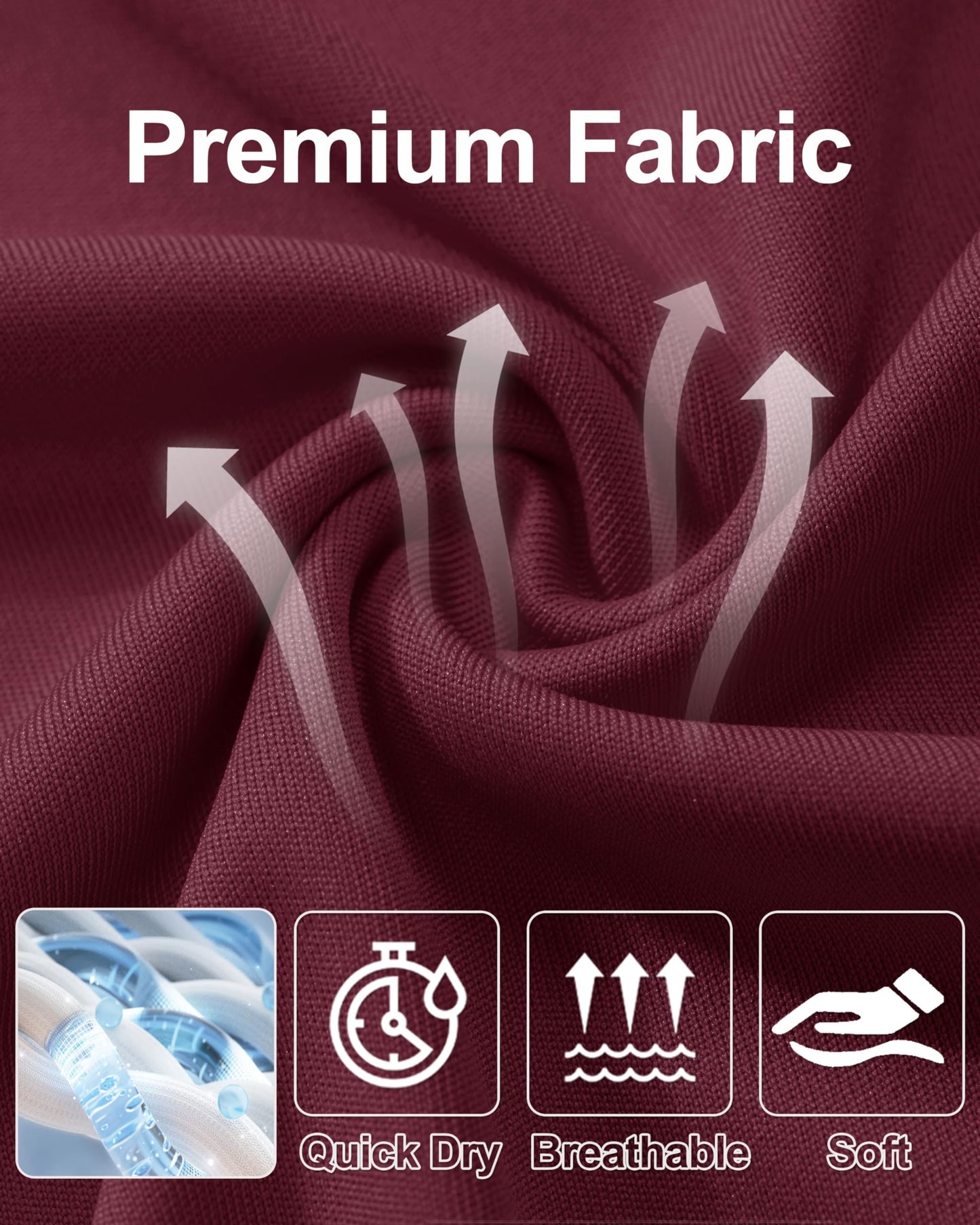 Fishing Shirts for Men Long Sleeve Men Quick Dry Rash Guard Thermal Shirts UV Protection Clothing Sun Protection Summer Shirts for Men Wine