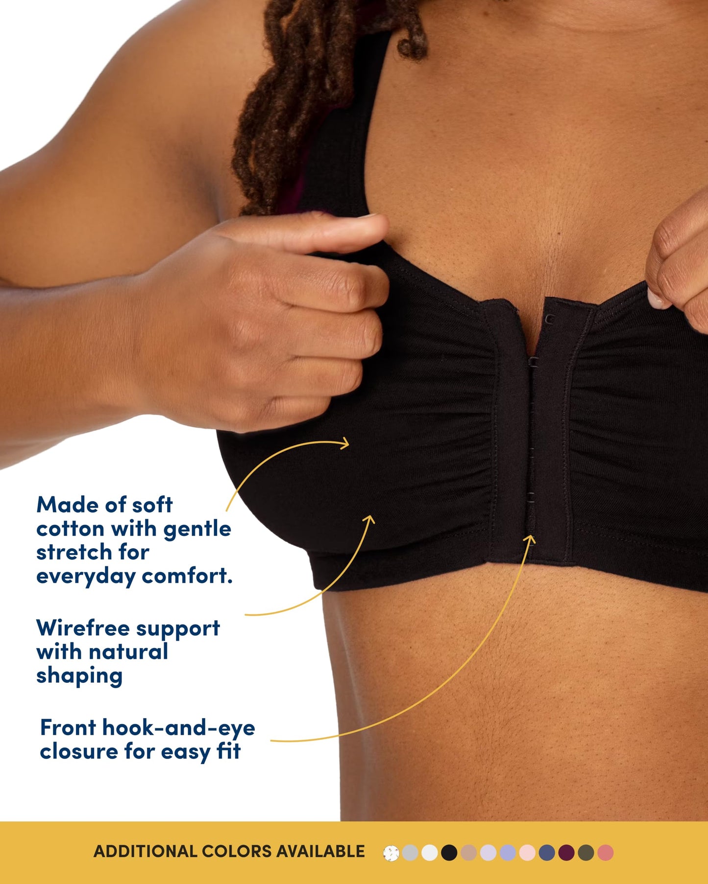 Fruit of the Loom womens Front Closure Cotton Sports Bra, Black/White/Heather Grey 3-pack, 36 US