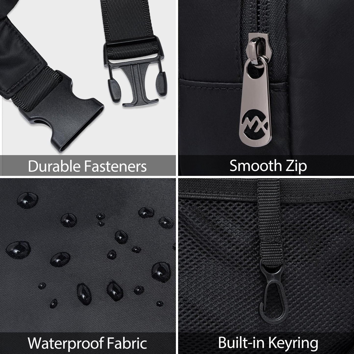 MAXTOP Fanny Packs for Women Men Water Resistant Crossbody Bags with 4-Zipper Pockets Adjustable Belt Bag for Travel Running Hiking Casual Walking Dog Dark Blue