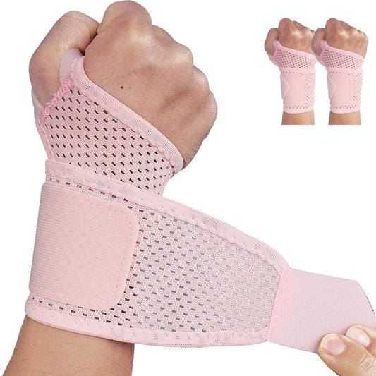 Ultra-Thin Mesh Wrist Brace - Breathable Compression Support for Pain Relief | Adjustable Unisex Design (Pink) - 2 Pack