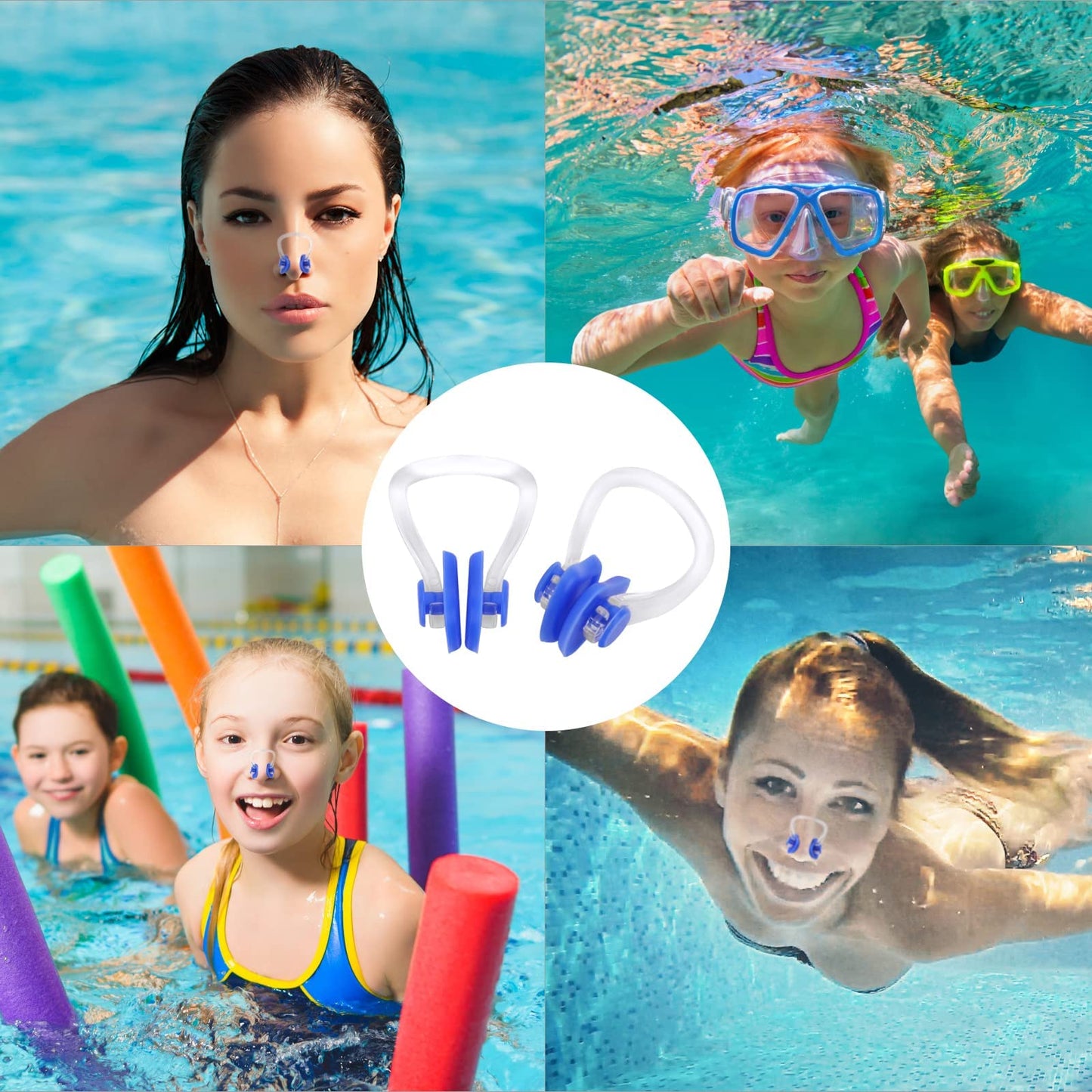 YUANQIAN 18Pcs Swimming Nose Clip, Silicone Swim Nose Plugs with Waterproof Silica Gel for Kids (Age 7+) and Adults, Multi-Color