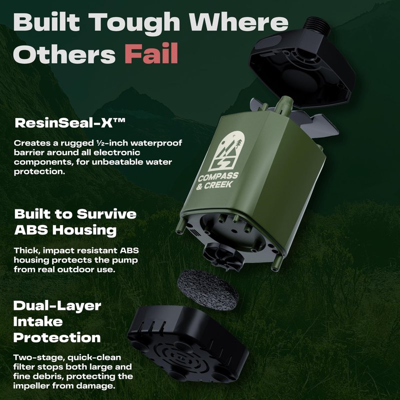 Portable Camping Shower Pump – Rechargeable High Pressure Kit with 90 Min Battery, 3.9 Gal Collapsible Bucket, Dual Heads for Shower & Cleaning, Shower Head Holder & Carry Bag – Essential Camping Kit