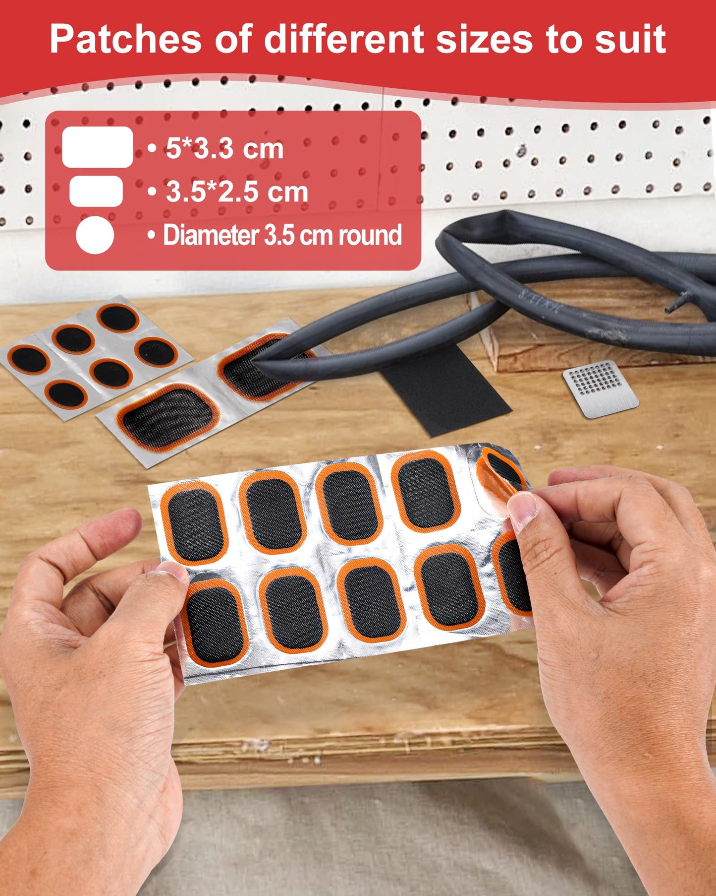 cyctravel Bike Tire Repair Kit, Bicycle Inner Tube Puncture Patch Kits with 20 PCS Vulcanizing Patches, User Manual, Metal Rasp and Tire Lever, Bike Patch Kit for Mountain and Road Bike