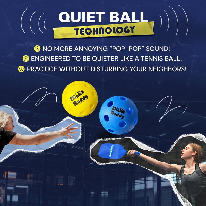 Dink Buddy - 2-in-1 Pickleball Trainer Set, Pickleball Gifts with 4 Kelso Balls (2 Foam Trainer + 2 Rubber Standard Size), 2 PickleDojo Paddles, & 1 Drawstring Backpack