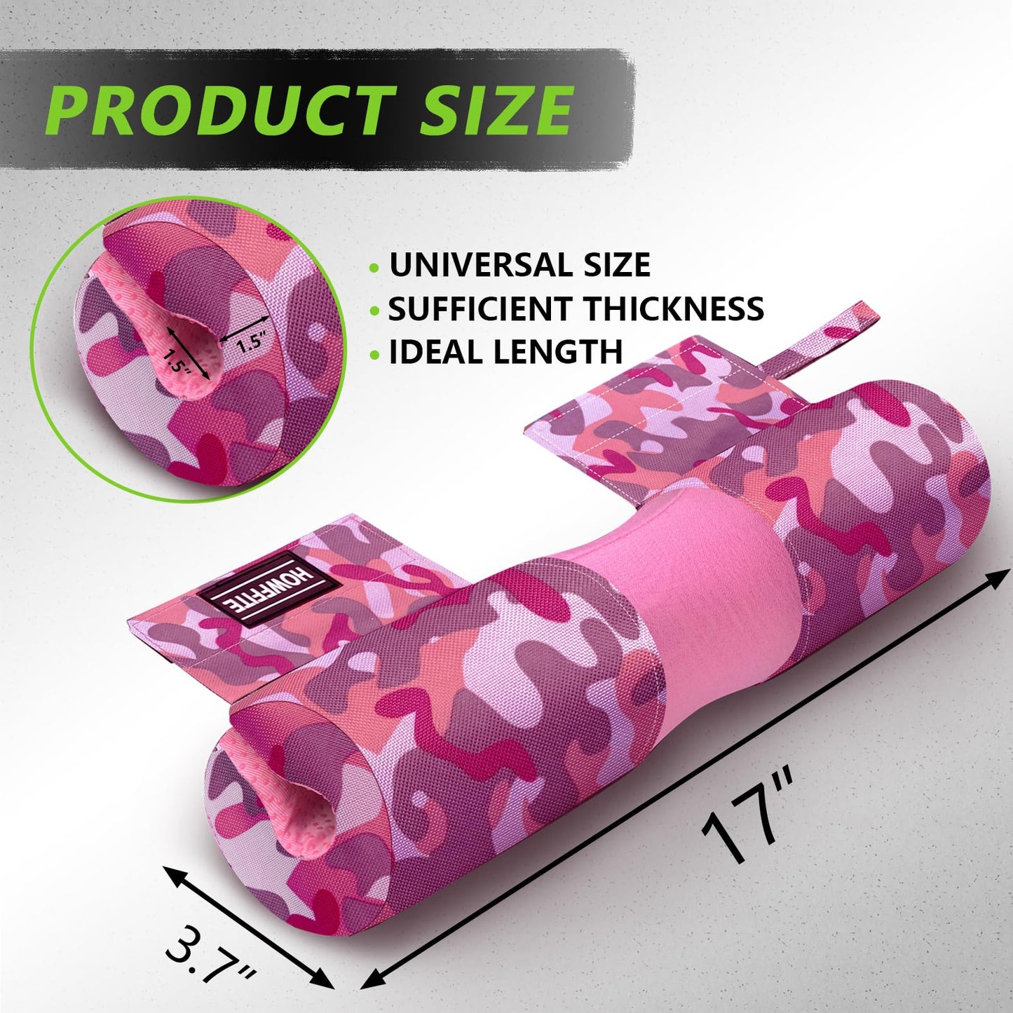 Squat Bar Pad Hip Thrust Cushion Pink Camo Style for Barbell Glute Bridge Weightlifting Fitness Provides Support to Neck and Shoulders While Exercise Gym Training Accessories