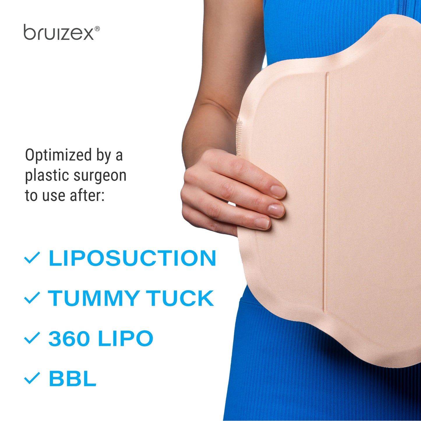 Bruizex Lipo Curve Post Surgery Compression Abdominal Board, Ab Board Post Tummy Tuck, BBL, & Liposuction, Compatible with Faja & Compression Garments, Use with Lipo Foam Pads & Lymphatic Massage Oil