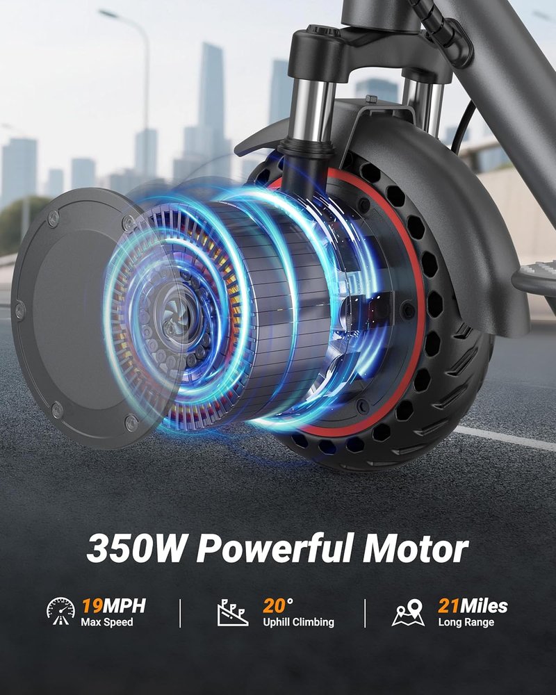 Electric Scooter for Adults & Teens - 350W Motor, 10-21 MPH Speed | Portable, Lightweight, 10-28 Miles Range
