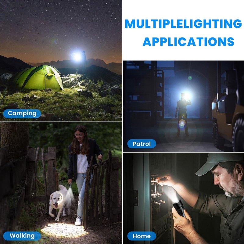 ALSTU 4 Packs Flashlight Rechargeable, 990,000 High Lumens Bright Flash Light, 5 Modes Adjustable Linternas, Powerful Handheld LED Flashlights for Home Camping