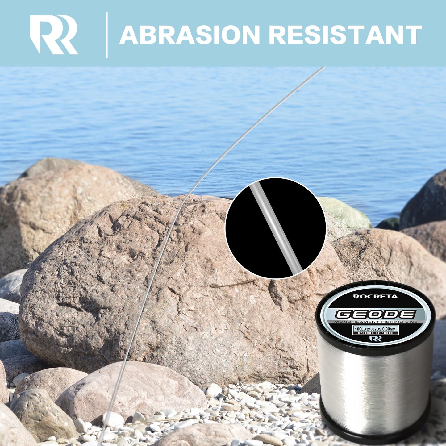 ROCRETA Geode Monofilament Fishing Line - Premium Resistant Nylon Mono Fishing Line 3-100lb - Superior Freshwater & Saltwater Mono Leader Materials 500/1200/2400yds