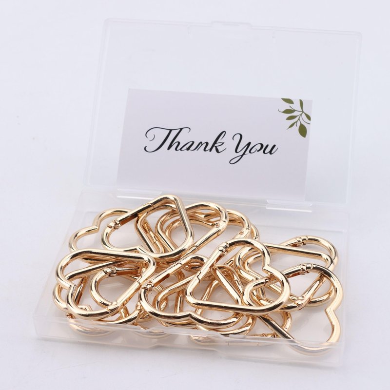 MOTOFITOOL 16-Pack Gold Heart Carabiner Clips, Cute Keychain Accessories for Backpacks & Hiking Gear, Aluminum Alloy Spring Snap Hook(Lightweight, Bulk Value Set)