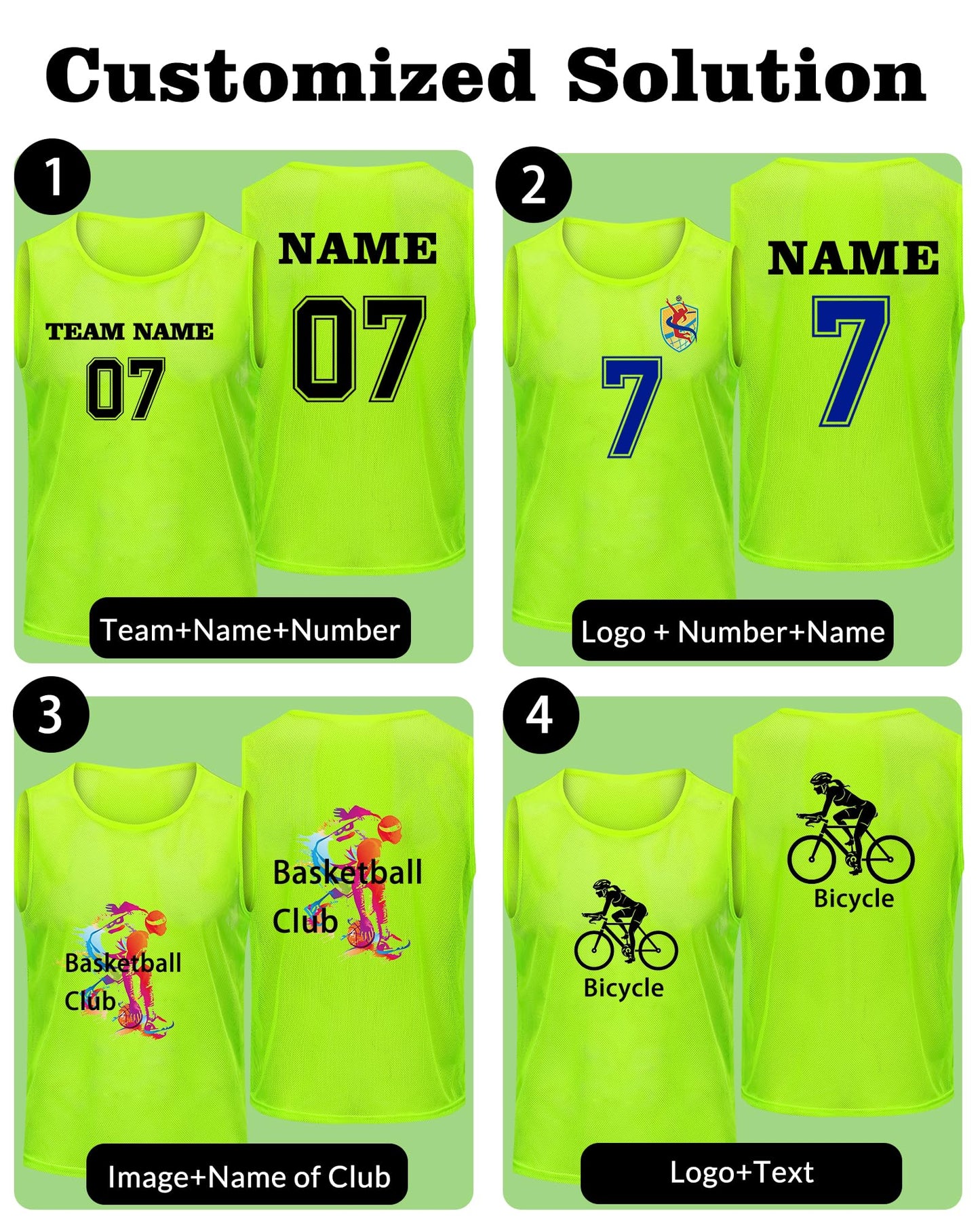 PULUOMASI 1/6/12/24/48 PCS Custom Pinnies Youth with Logo for Team Sports