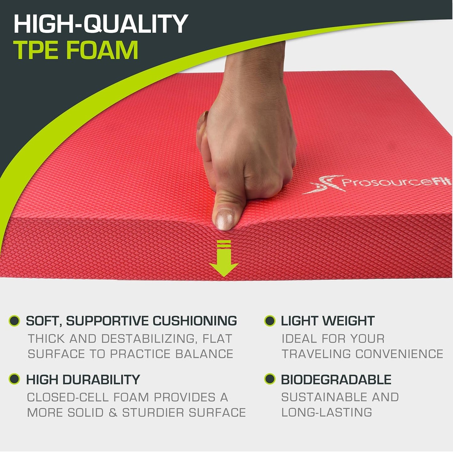 ProsourceFit Exercise Balance Pad - Non-Slip Foam Mat for Stability Training & Yoga | Ideal for Physical Therapy