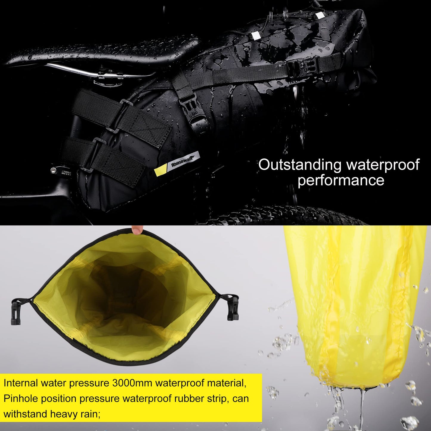 abamita Bike Saddle Bag Waterproof Bike Seat Bag Expandable Capacity Cycling Under Seat Pouch for Mountain Road Biking and Commuting Trips 10L