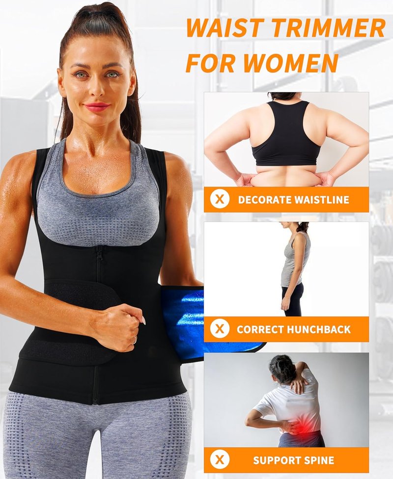 Sauna Vest for Women - Waist Trainer Workout Sweat Vest with Zipper | Heat Trapping Design