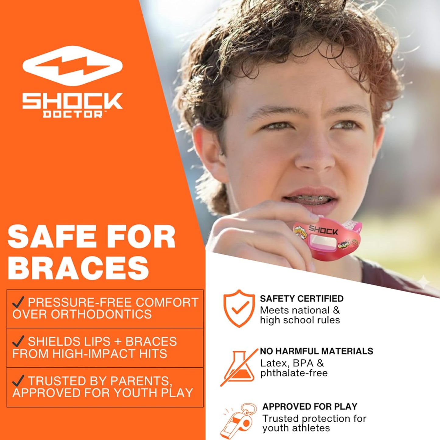 Kool Aid Lip Guard Mouth Guard | Max Air Flow, Full Protection for Braces - Instant Fit for Football, Hockey, Lacrosse