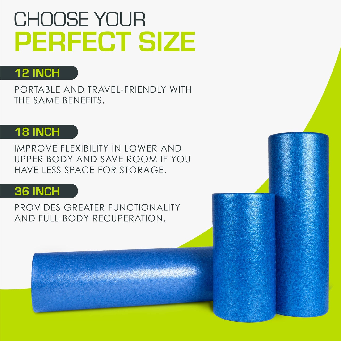 ProsourceFit High Density Foam Rollers 12 - inches long, Firm Full Body Athletic Massager for Back Stretching, Yoga, Pilates, Post Workout Trigger Point Release