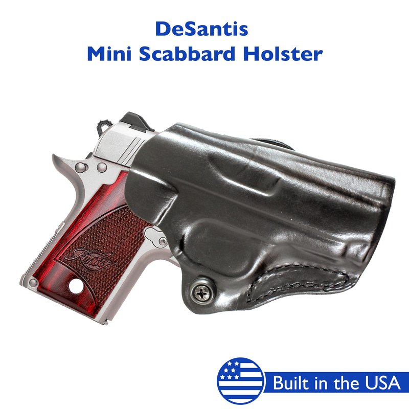 DeSantis Mini Scabbard Gun Holster with Secure Grip, Fits KIMBER MICRO 9 and KIMBER MICRO 9 W/ CT GRIPS Guns, Leather Molded Holster, Right-Hand Draw, Unisex, Black