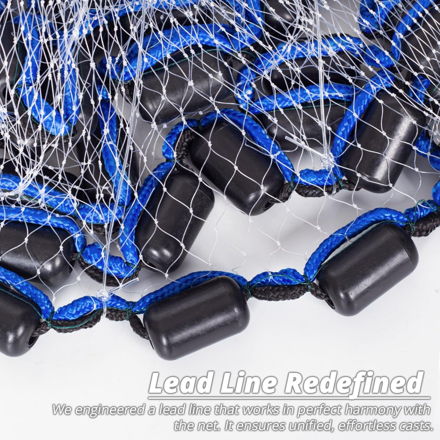 1.3 lbs/ft Fishing Cast Net with Eco-Friendly Lead Weights, 3/8inch Mesh Size, Throw Nets for Freshwater & Saltwater, 4/6/8/10/12 Ft Radius Casting Net (10 ft Radius)