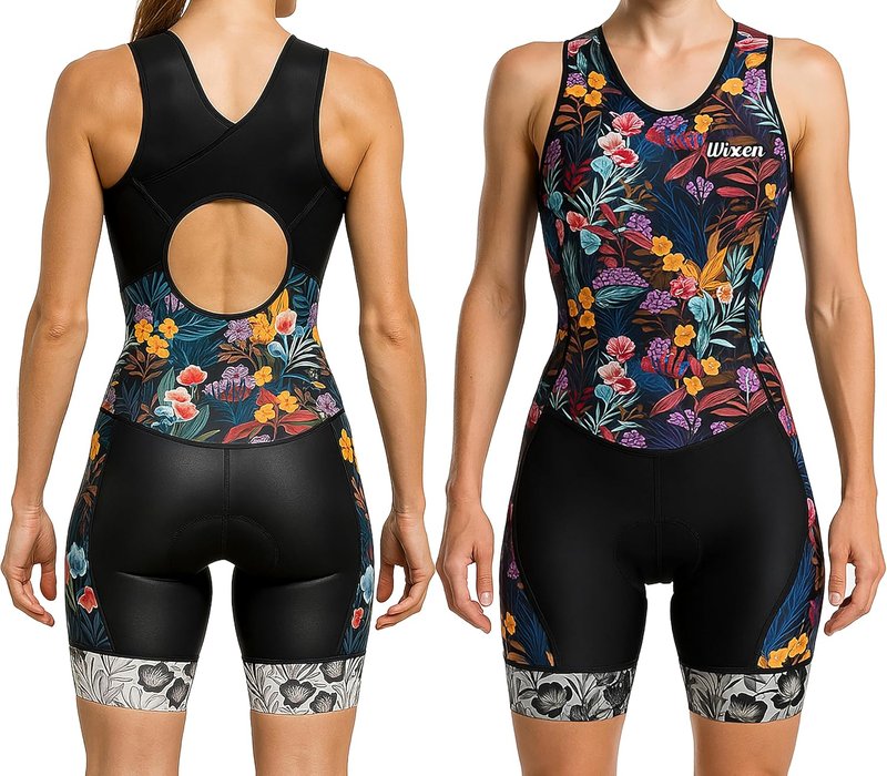 Women's Triathlon Tri-Suit - Sleeveless Racerback Bodysuit, Quick-Drying, Blue