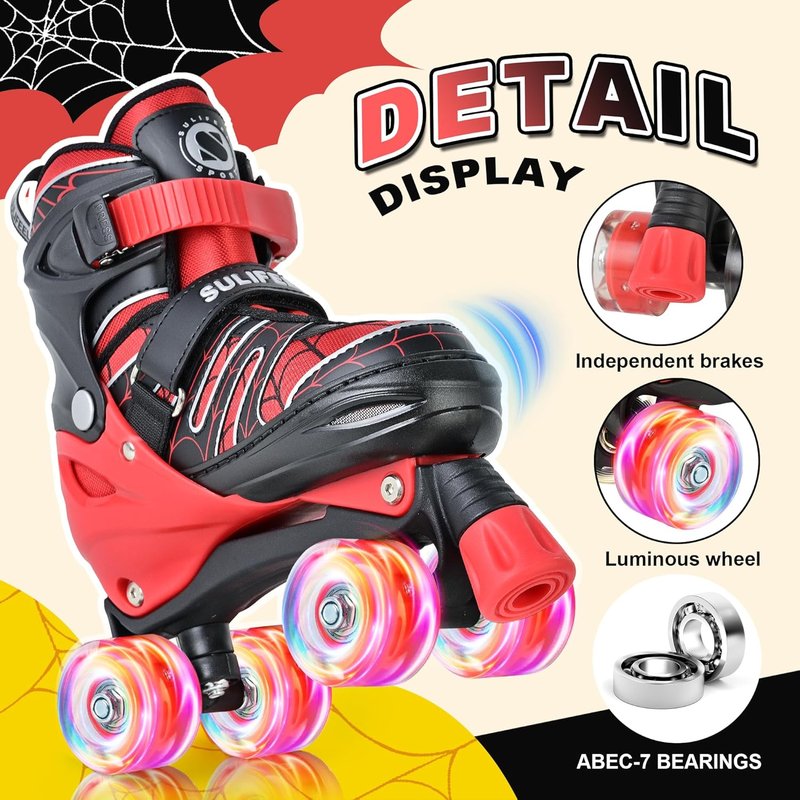 Adjustable Kids Roller Skates - Light-Up Wheels for Ages 3-12 | Perfect Gift for Beginners