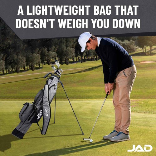 Sunday Golf Bag - Premium Everyday Sunday Golf Bag with Stand for Men, Women and Ladies, Ultra Lightweight, Easy to Carry Pitch n Putt Carry Bag (Grey)