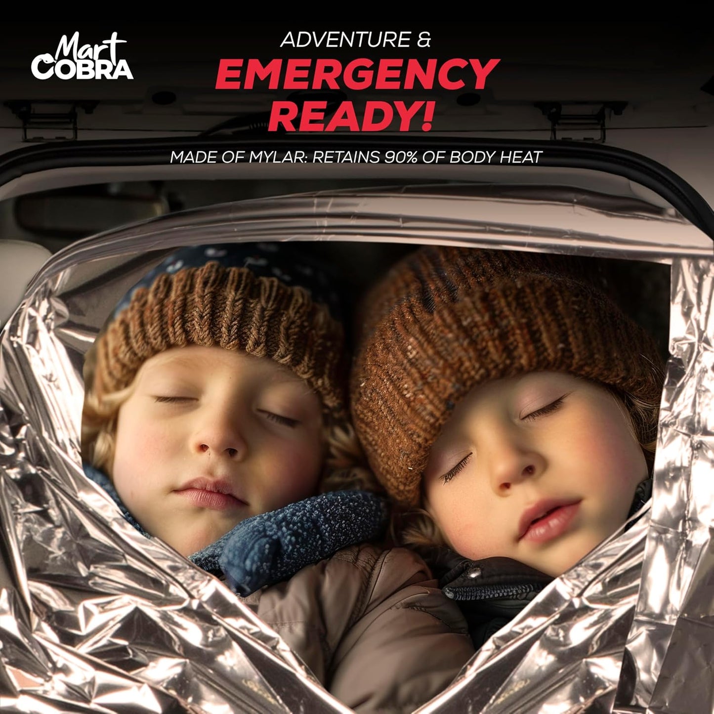 Cobra Emergency Blanket 100-Pack - Reflective Thermal Survival Gear | Retains 90% Body Heat for Camping & First Aid