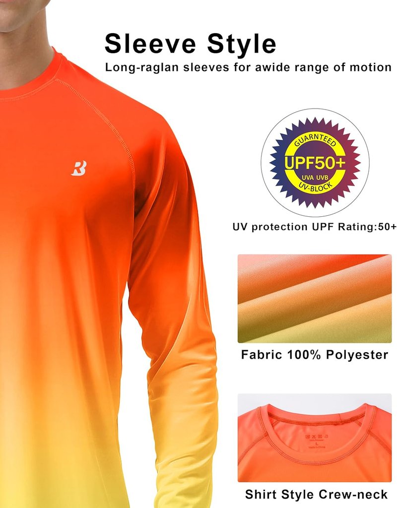 UPF 50+ UV Sun Protection Shirt - Men's Long Sleeve Rash Guard for Fishing, Hiking, Swimming | Outdoor Activewear