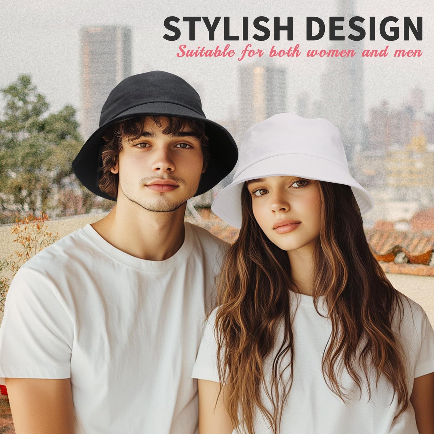 NPQQUAN Bucket Hats for Men Women Packable Foldable Sun Hats for Women Beach Travel Cap Black
