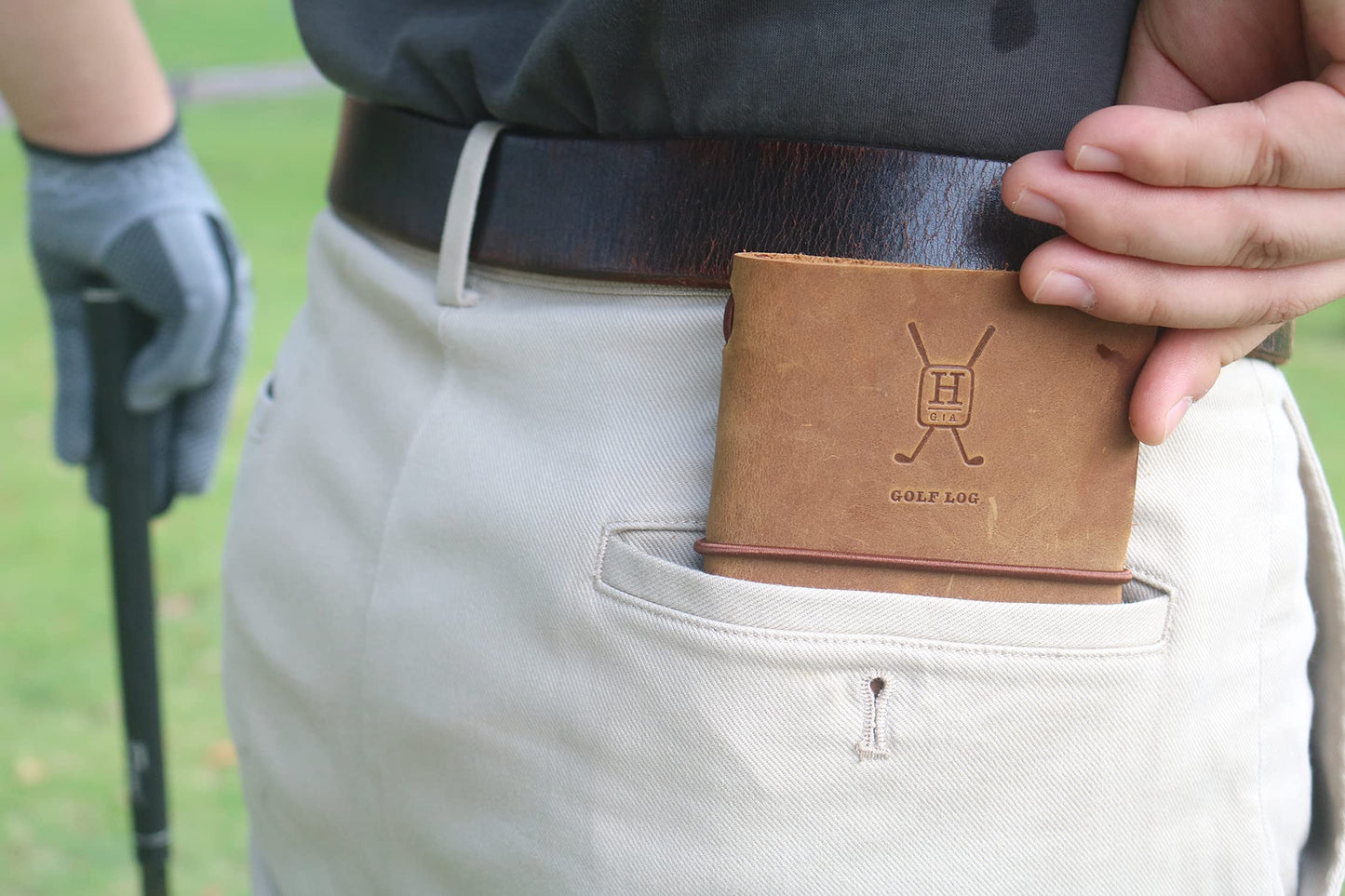 Handy Picks Leather Golf Log Book, Handmade n Refillable, Golf Log n Yardage Book Included, Buckskin