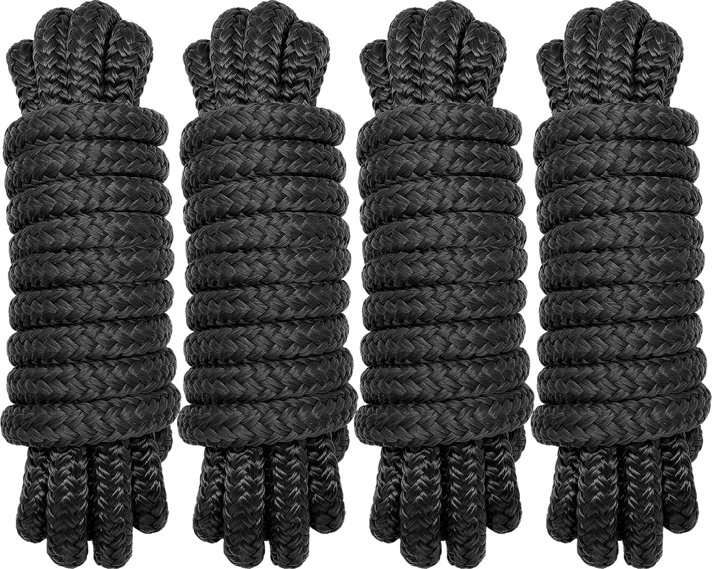 PACTHSD 1/2" x 8' Boat Fender Lines (4-Pack) - Double Braided Nylon Dock Lines for Boats - Marine Grade Fender Ropes with 10" Eye Loop - Soft, Durable Boat Accessories for Pontoon and Small Boats
