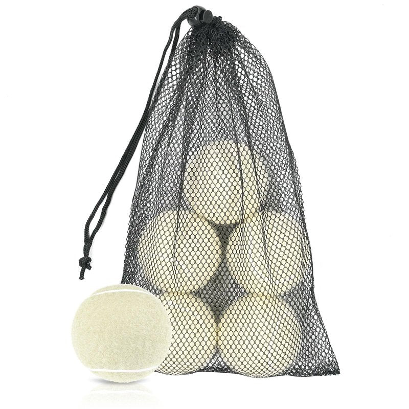 LvxNysa 6pcs Tennis Balls Training Tennis Ball with mesh Bags Beginner high Elasticity Practice Tennis Loose Tennis Balls for Dogs (Beige)
