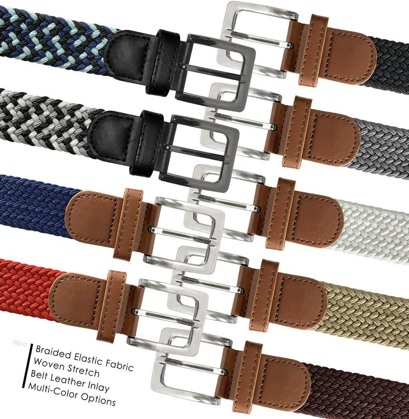 Braided Elastic Stretch Belt - Casual Woven Canvas Golf Belt | 1-3/8" Wide