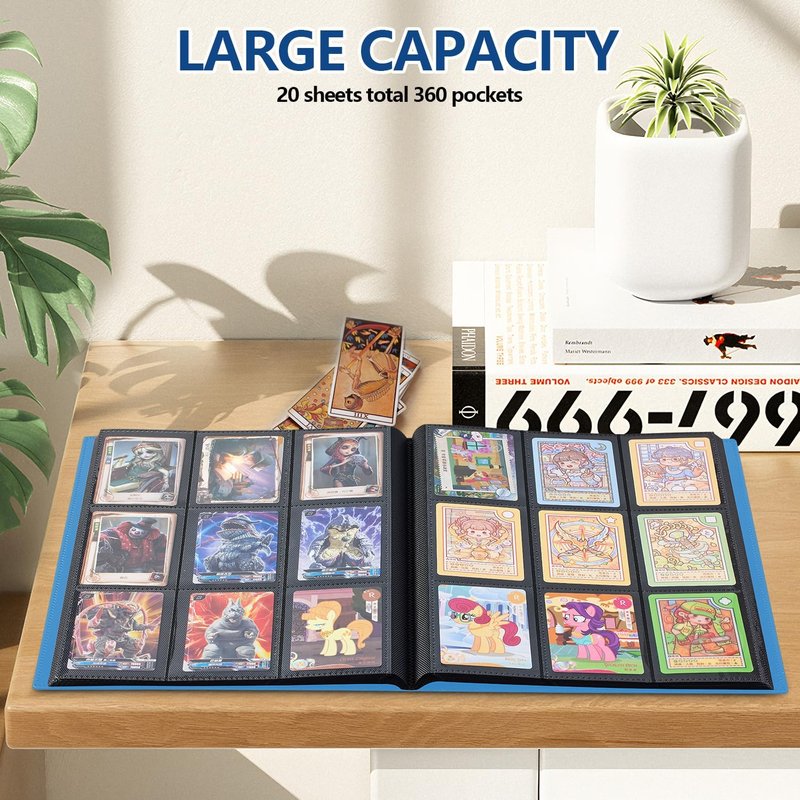 Premium Trading Card Binder - 9 Pocket Collection Album for Yu-Gi-Oh, Sports & Baseball Cards | Blue