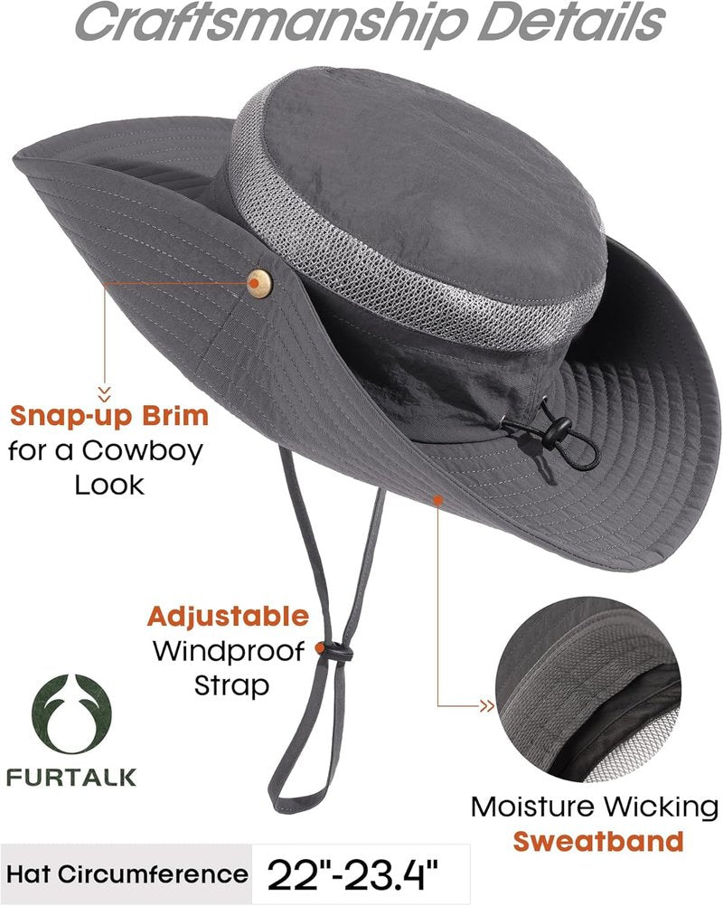 Sun Hats for Men & Women - UPF 80+ Breathable Wide Brim Fishing & Hiking Bucket Hat | Summer UV Protection