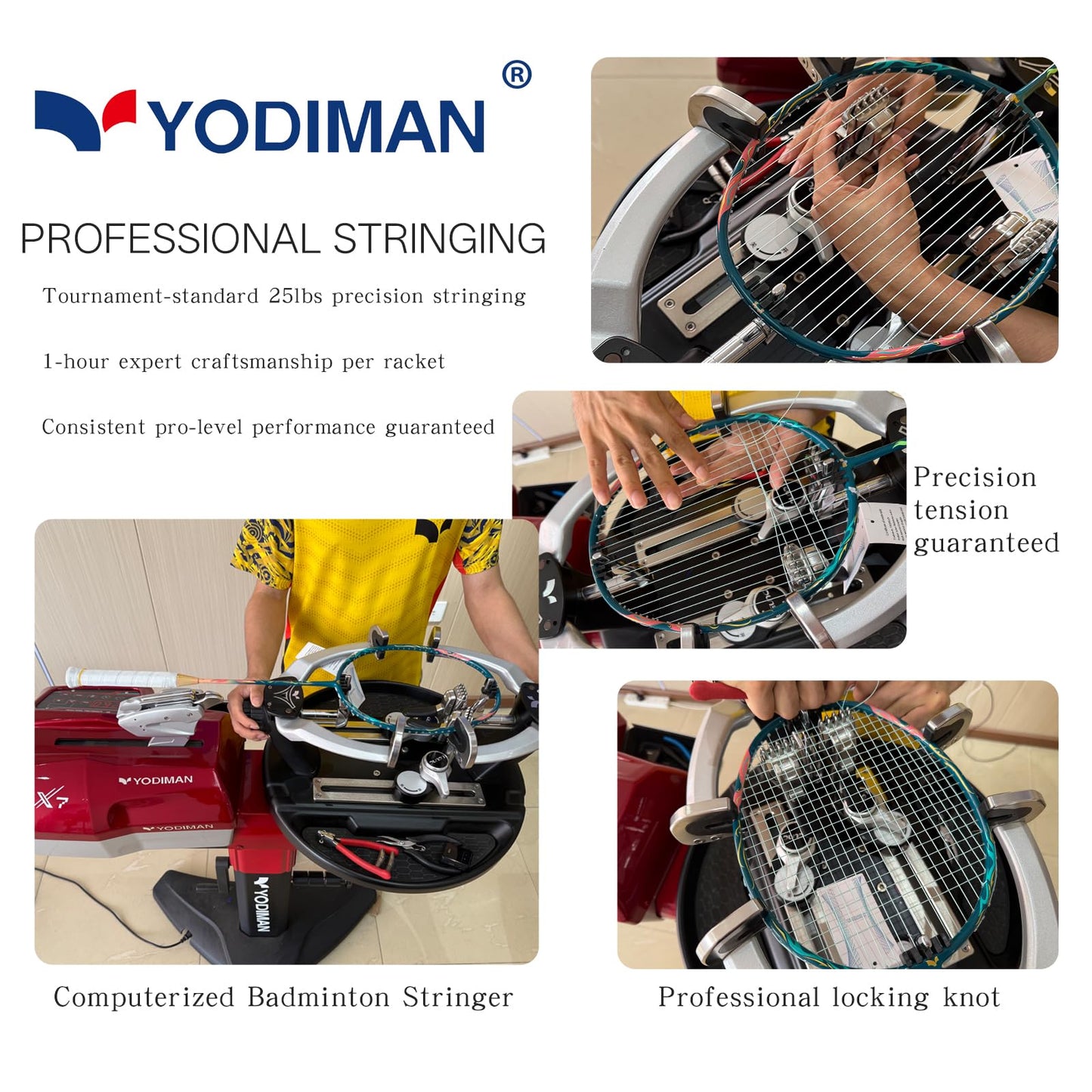 YODIMAN Single Professional Badminton Racket for Advanced Players - 50T Graphite Carbon Fiber with Aerodynamic Frame, Pre-Strung 26lbs, Ultra-Light 5U for Club & Tournament