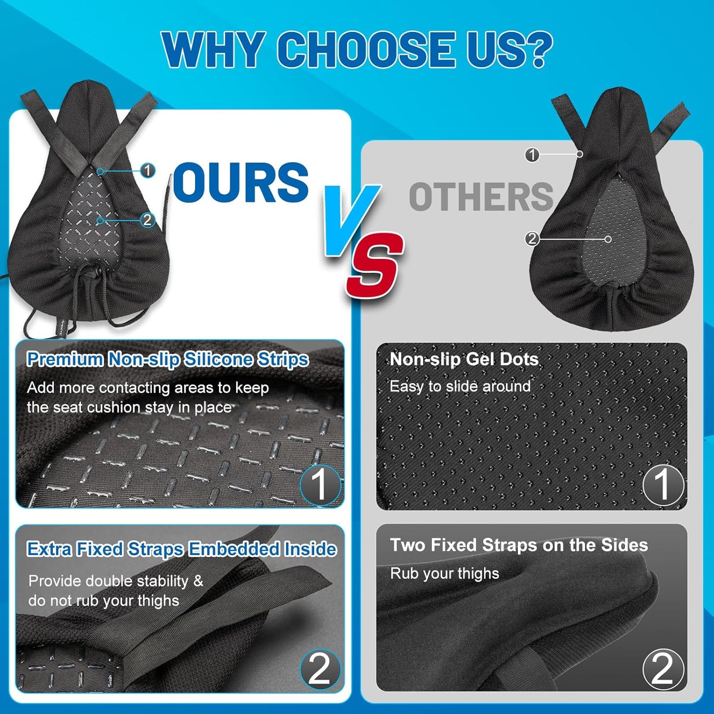 Bike Seat Cushion | Gel Padded Saddle Cover for Men & Women - Extra Soft Comfort for Peloton, Stationary & Mountain Bikes