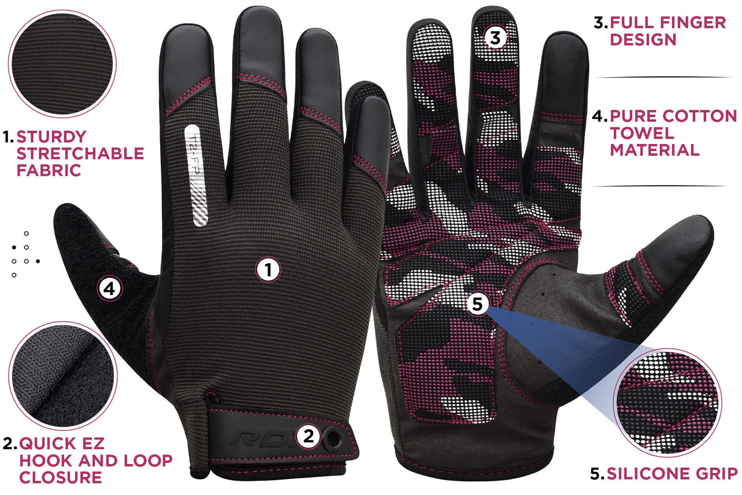 RDX Weight Lifting Gloves with Wrist Support -Touch Screen Full Finger Workout, Breathable Anti Slip Padded Grip, Men Women Fitness Training, Powerlifting Bodybuilding HIIT Exercise Weightlifting