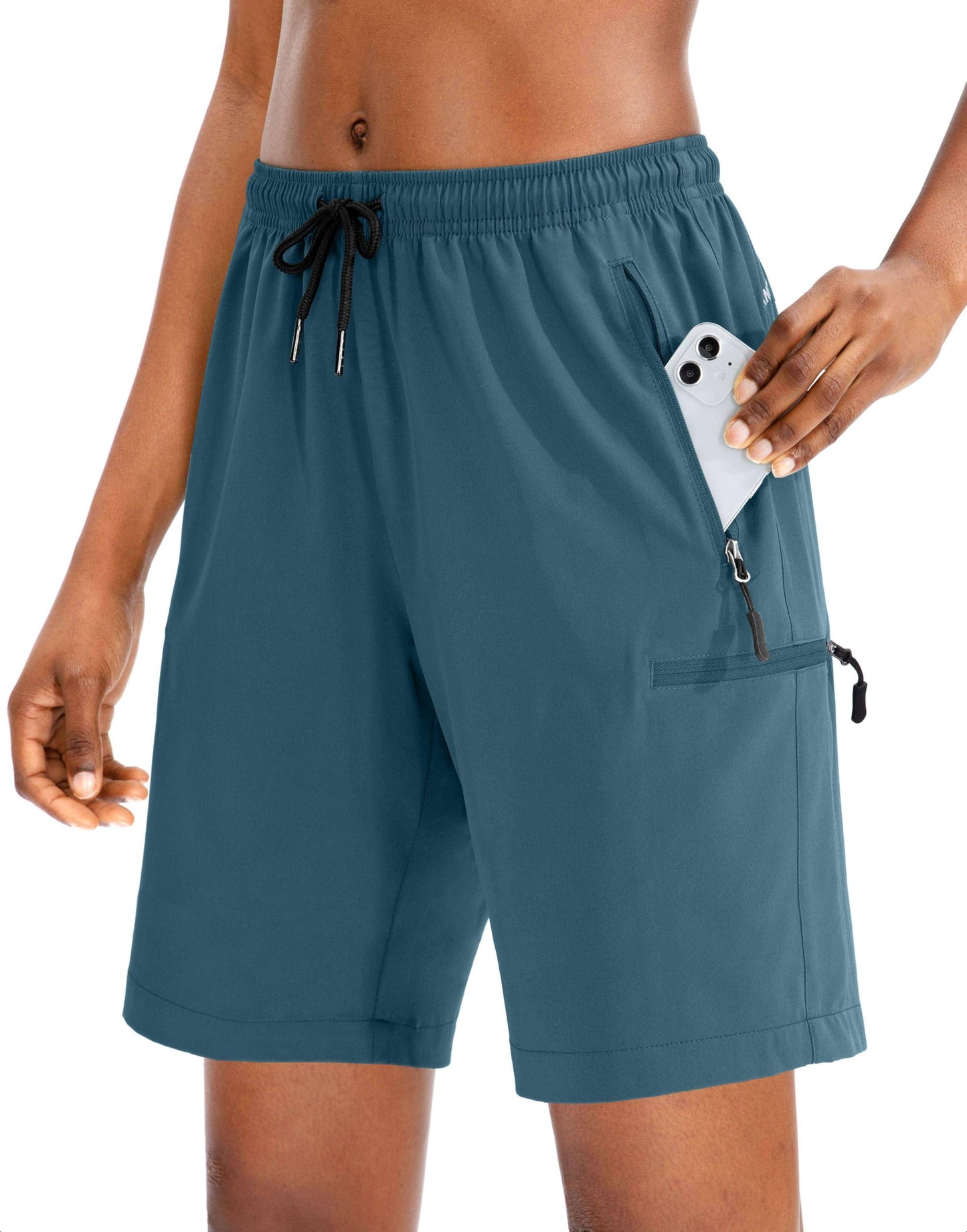 SANTINY Women's 5''/ 7''/9'' Hiking Cargo Shorts(Dusty Blue_3XL)