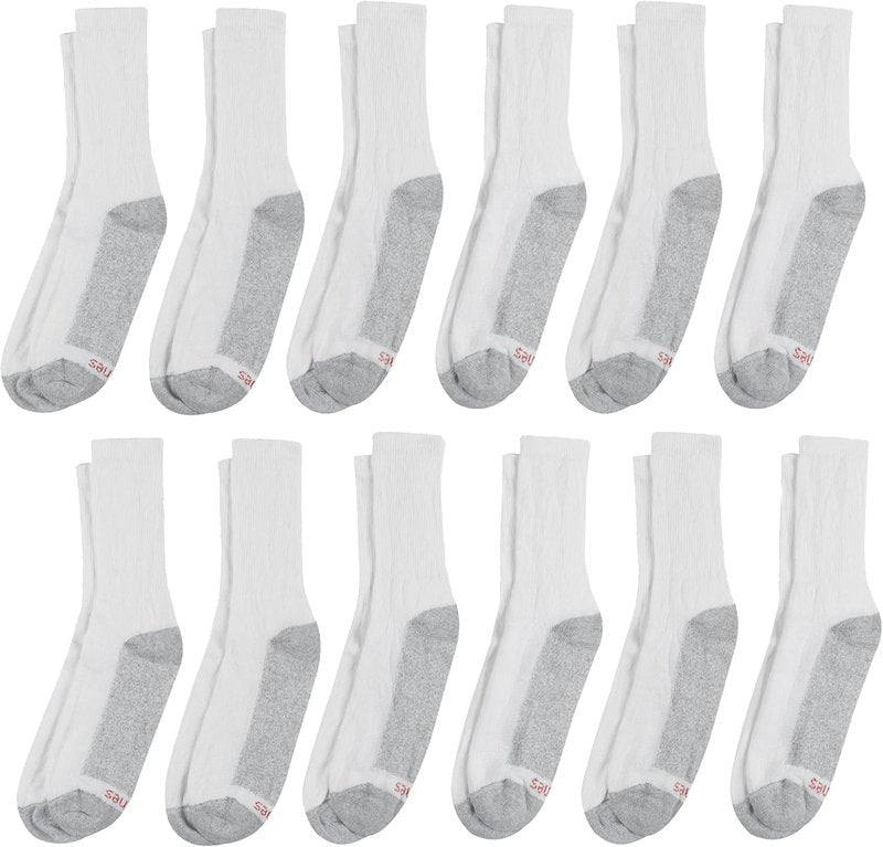 Hanes Men's Double Tough Moisture-Wicking Crew & Ankle Socks - Black & White Multi-Packs