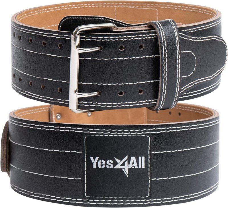 Yes4All Leather Weightlifting Belt - Premium 100% Genuine Leather Gym Belt for Heavy Lifting, Squats, Deadlifts, and More - Unisex Design