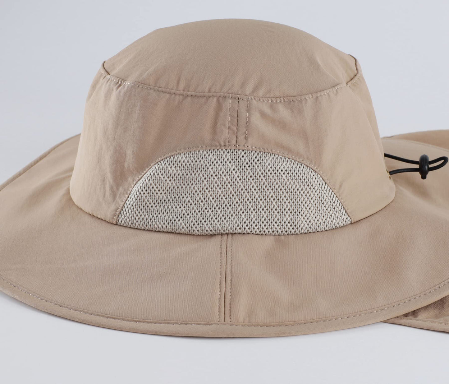 Home Prefer Outdoor Mens UPF50+ Sun Hat Wide Brim Fishing Hat with Neck Flap (Milky Khaki)
