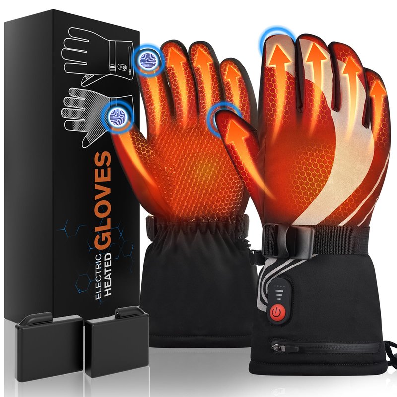 Starines Heated Gloves for Men Women 7.4V Battery Rechargeable Electric Heating Work Gloves Touchscreen Waterproof Hand Warmer for Christmas Winter Outdoor Ski Motorcycle Hiking Camping Hunting Gifts